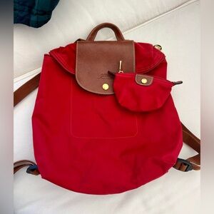 Longchamp Le Pliage Backpack Red Backpack with Mini Pouch